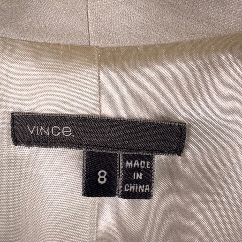Vince Womens Off White Linen Blend Shawl Collar Single Button Blazer Size 8